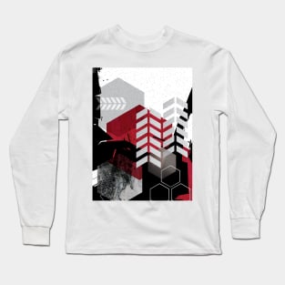 Red Geometric Composition Long Sleeve T-Shirt